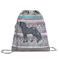 Мешок-рюкзак для обуви HORSE 336-91/816 с вентилируемой сеткой и объемным карманом на молнии.  